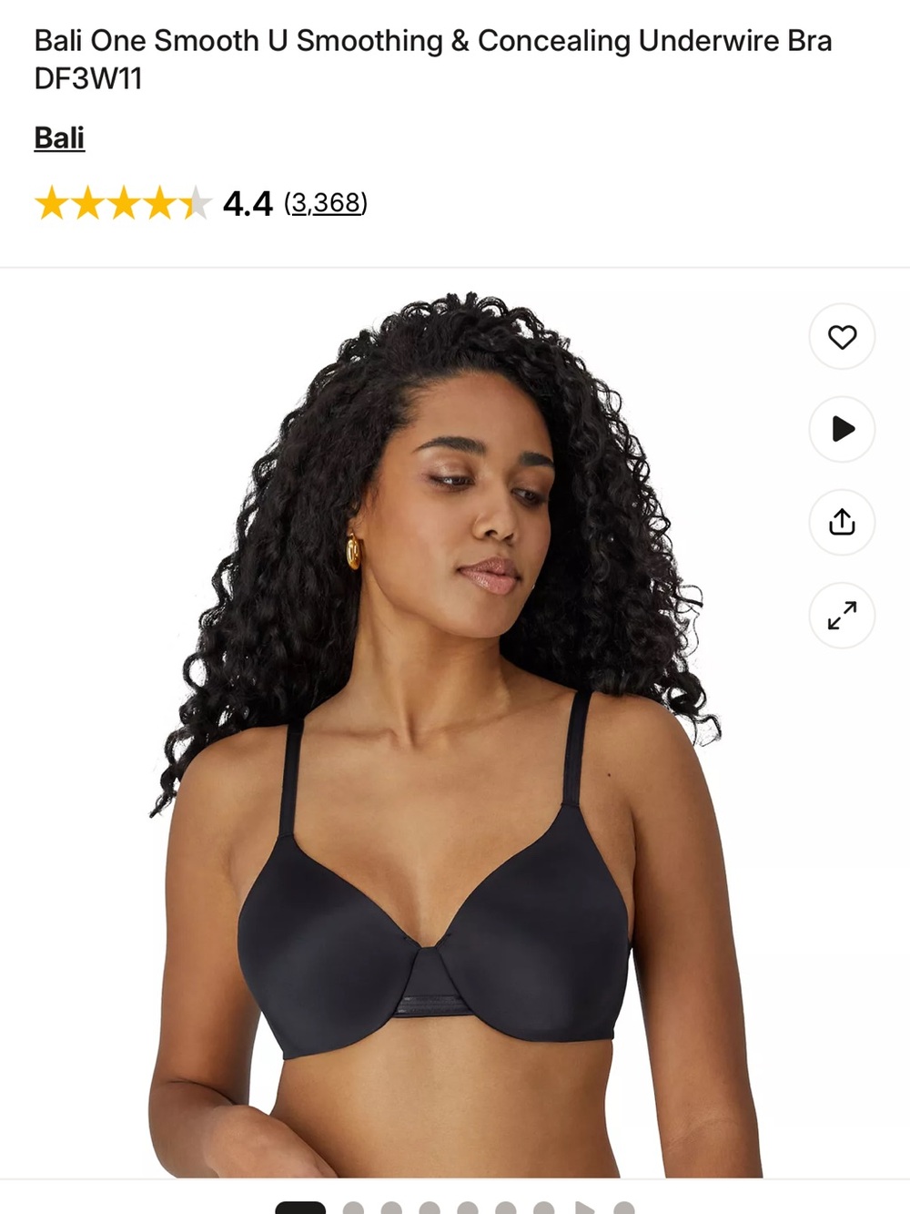 Bali One Smooth U Smoothing & Concealing Underwire Bra - Black 42C